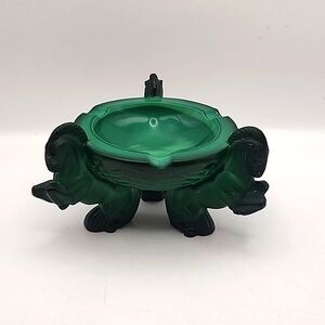 Vintage 1930s Czechoslovakian Malachite Glass Art Deco Pegasus Ashtray